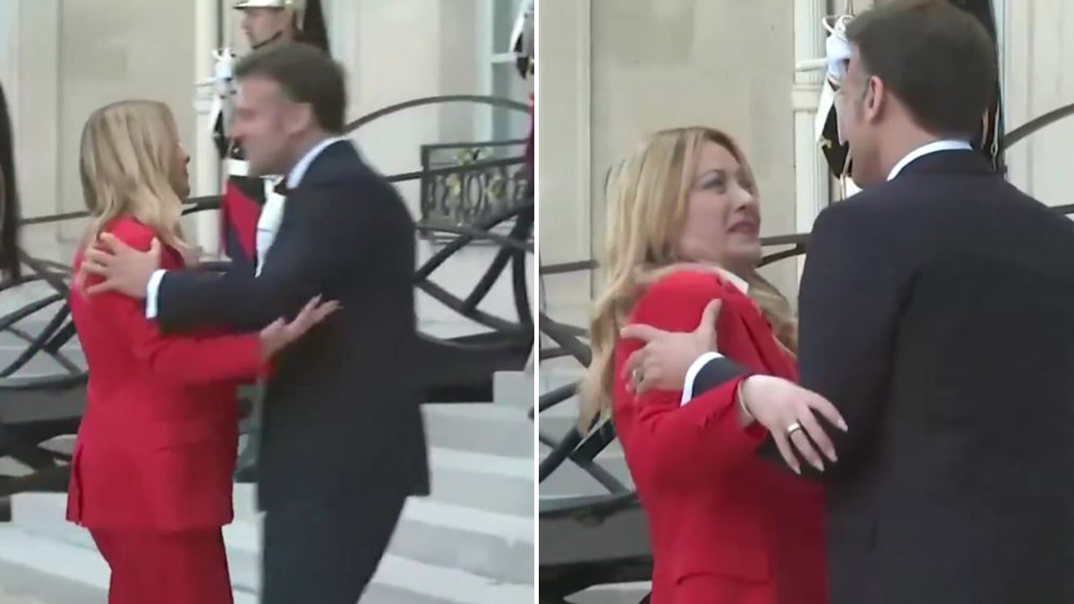  Poljubac Đorđe Meloni i Emanuela Makrona 