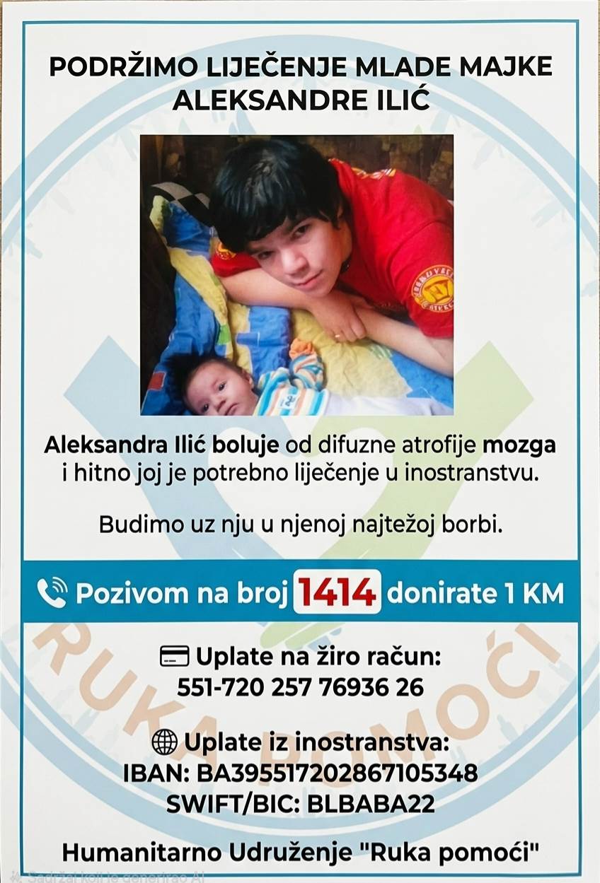  Humanitarni apel za Aleksandru Ilić iz Šipova: Za liječenje u Turskoj potrebno 24.000 evra 