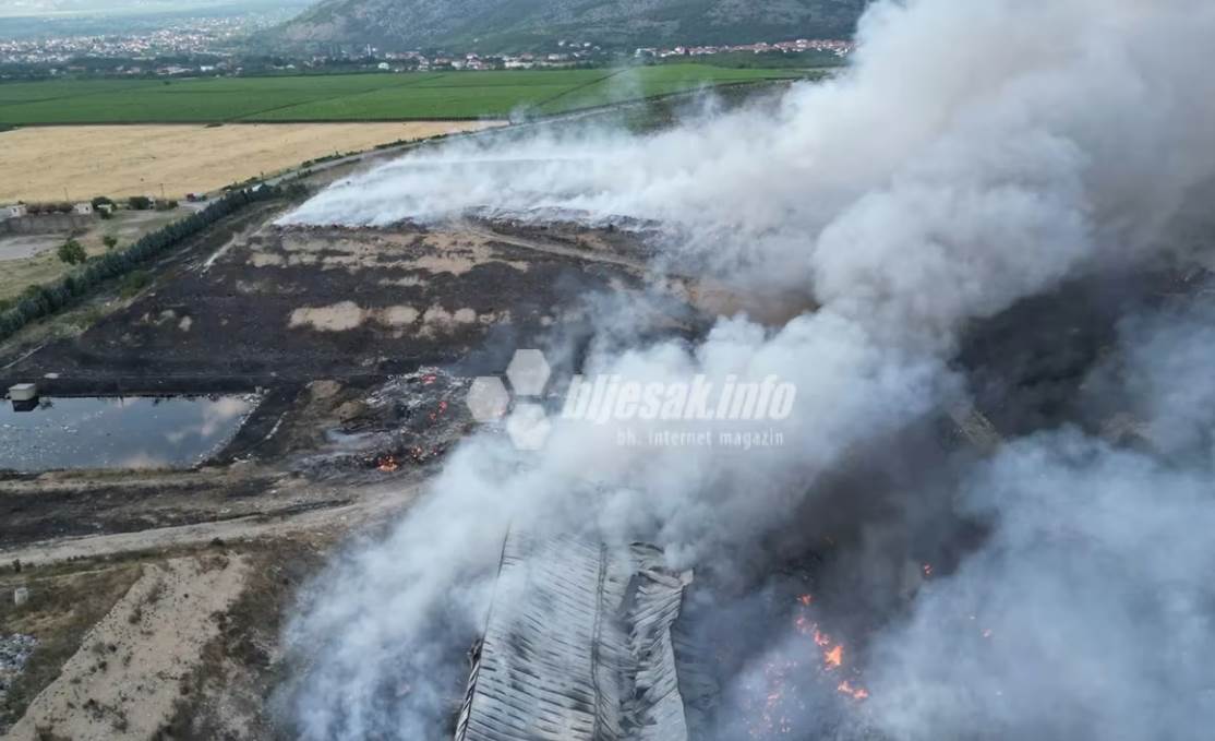  Požar na deponiji Uborak: Mostar prekriven dimom, proglašeno vanredno stanje 