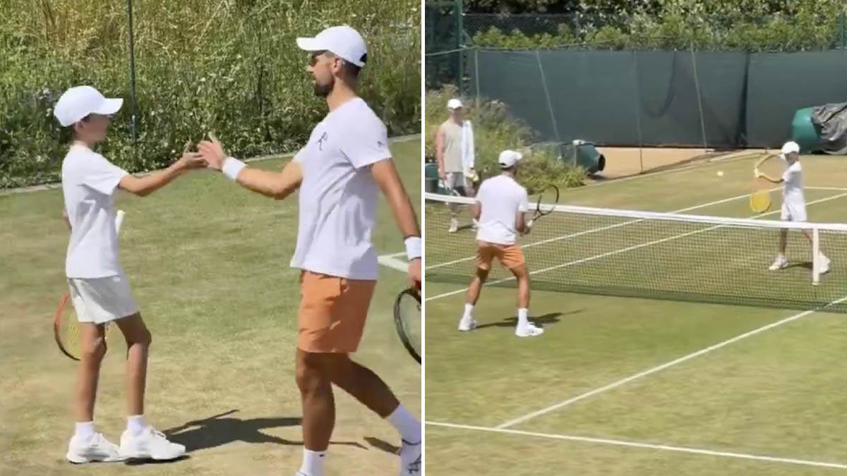  novak djokovic i sin stefan treniraju na vimbldonu 