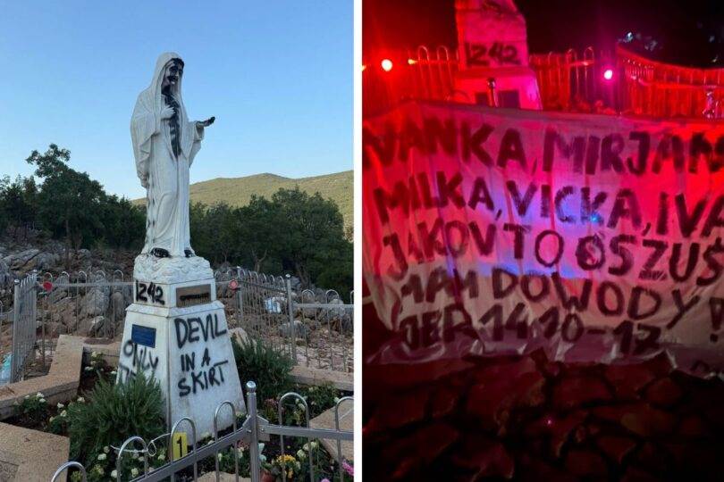  Kip Gospe u Međugorju premazan crnom bojom 