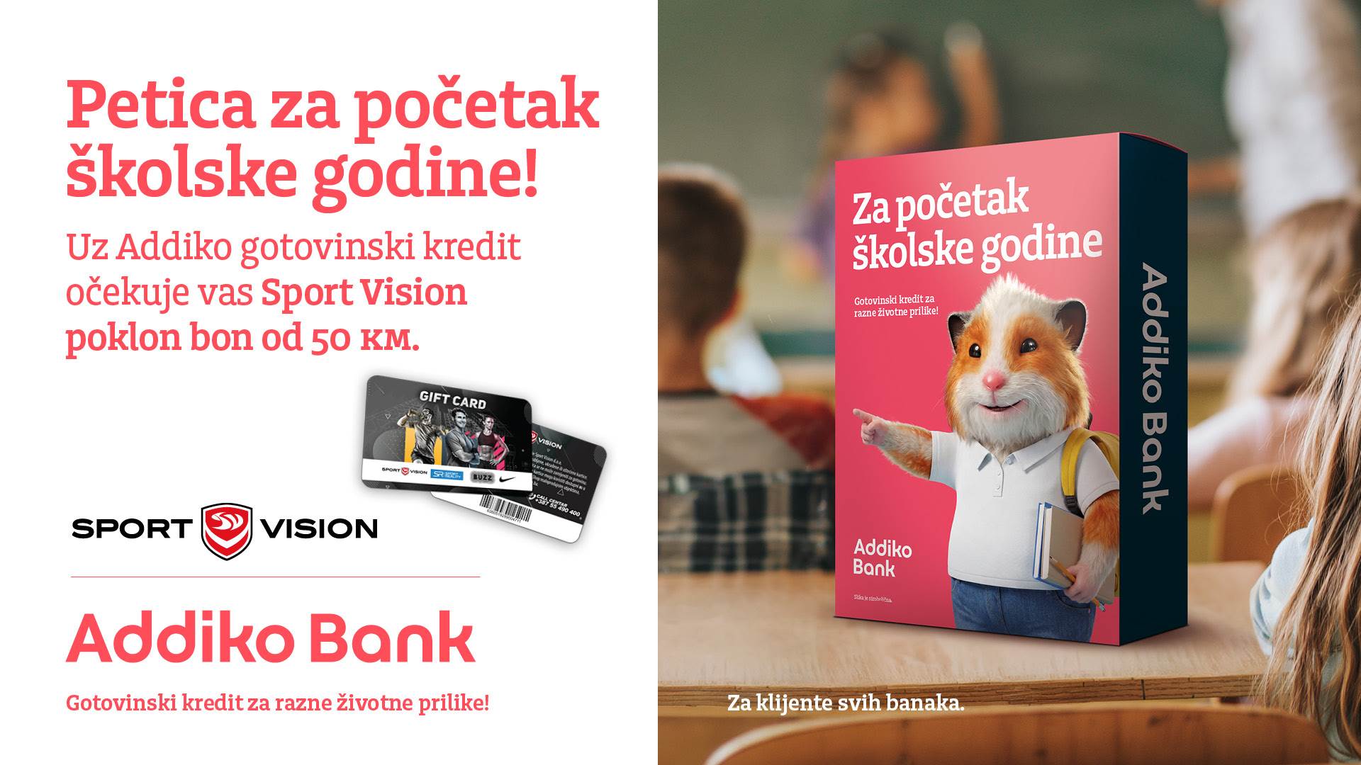  Samo s ličnom kartom Addiko kredit i Sport Vision bon od 50 KM 