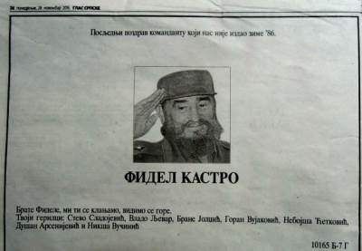  Banjaluka: Čitulja za Kastra 