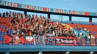  Radnik Bijeljina - Spartak Trnava - Navijači - Kosovo je srce Srbije VIDEO 