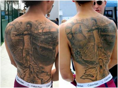  Liroj Sane tetovaža preko leđa uklonio grb Sitija 