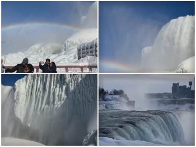  Božanstveni prizori zamrznutih Nijagarinih vodopada: Oblaci pare nad vodom, a sve krasi duga! (FOTO, VIDEO) 