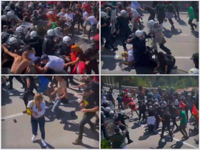  Probijen policijski kordon, haos na ulazu u Cetinje! Kamenicama na policiju, uzvikuju "Ovo je Crna Gora" (VIDEO) 