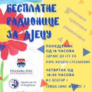  Besplatne radionice za djecu u Banjaluci 