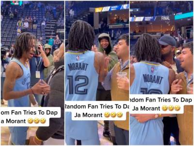  Dža Morant rukovanje sa navijačem 