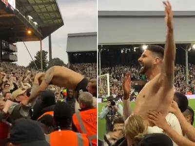  aleksandar mitrović slavi sa navijačima fulama 