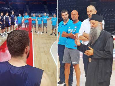  Patrijarh Porfirije na treningu reprezentacije Srbije: 