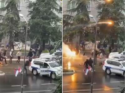  Napad navijača na policiju u Beogradu 