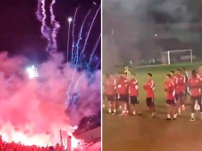  Navijači Olimpijakosa ispraćaj ekipe na derbi sa Panatinaikosom 