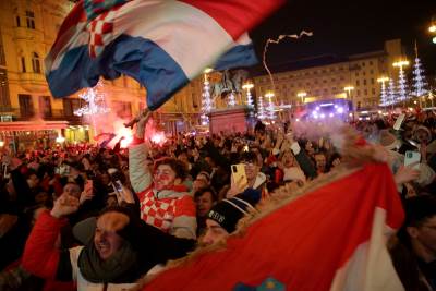  Slavlje navijača Hrvatske nakon osvojenog trećeg mjesta na Mundijalu u Kataru 2022 