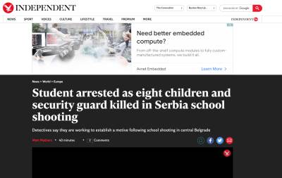  MAsakr u beogradskoj školi u stranim medijima 
