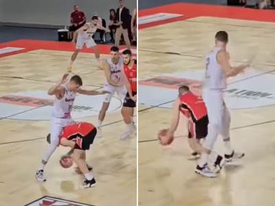  Košarkašk Orlovika se protivniku provukao kroz noge i dao koš 