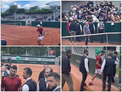  novak djokovic sa obezbjedjenjem na rolan garosu 2024 trening sa kobolijem 