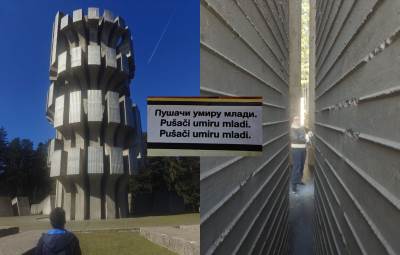 Navijač Rapida posjetio partizanski spomenik na Kozari i šalio se sa jezičkim razlikama u BiH Navijač Rapida posjetio partizanski spomenik na Kozari i šalio se sa jezičkim razlikama u BiH