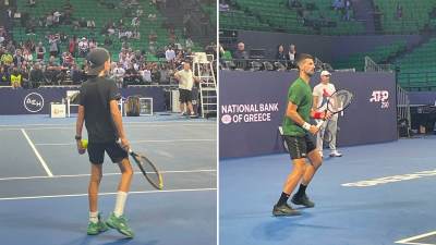  Stefan Đoković sa Novakom na terenu 