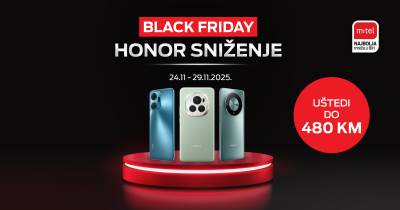  Ne propustite Black Friday: Fantastična sniženja Honor telefona iz m:tel ponude 