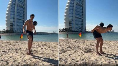  Zlatan Ibrahimović igra fudbal na plaži u Dubaiju 