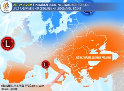  BH Meteo objavio prognozu: Kiša, jugo i oblačno vrijeme u BiH narednih dana 