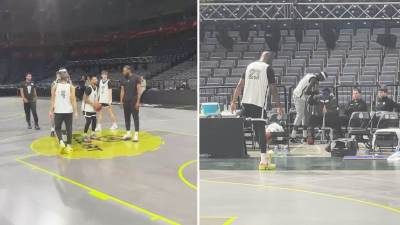  Karlik Džouns na treningu Partizana Vanja Marinković na štakama 