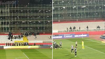  Tuča navijača Vojvodine i Partizana na stadionu 