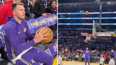  Luka Dončić daje trojke s klupe 