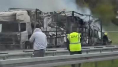  Izgorio kamion na autoputu kod Aleksinca 