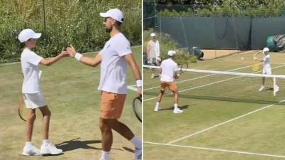  novak djokovic i sin stefan treniraju na vimbldonu 
