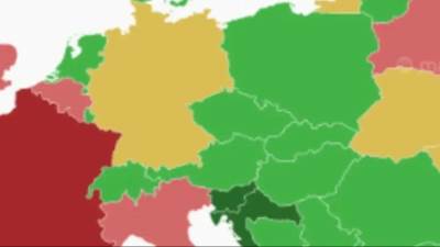  Mapa bezbjednosti u Evropi: Balkan u zelenom, Francuska i Britanija u crvenom 
