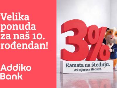  Deset godina povjerenja: Addiko Bank Banja Luka slavi rođendan uz kamatu od 3% na štednju 